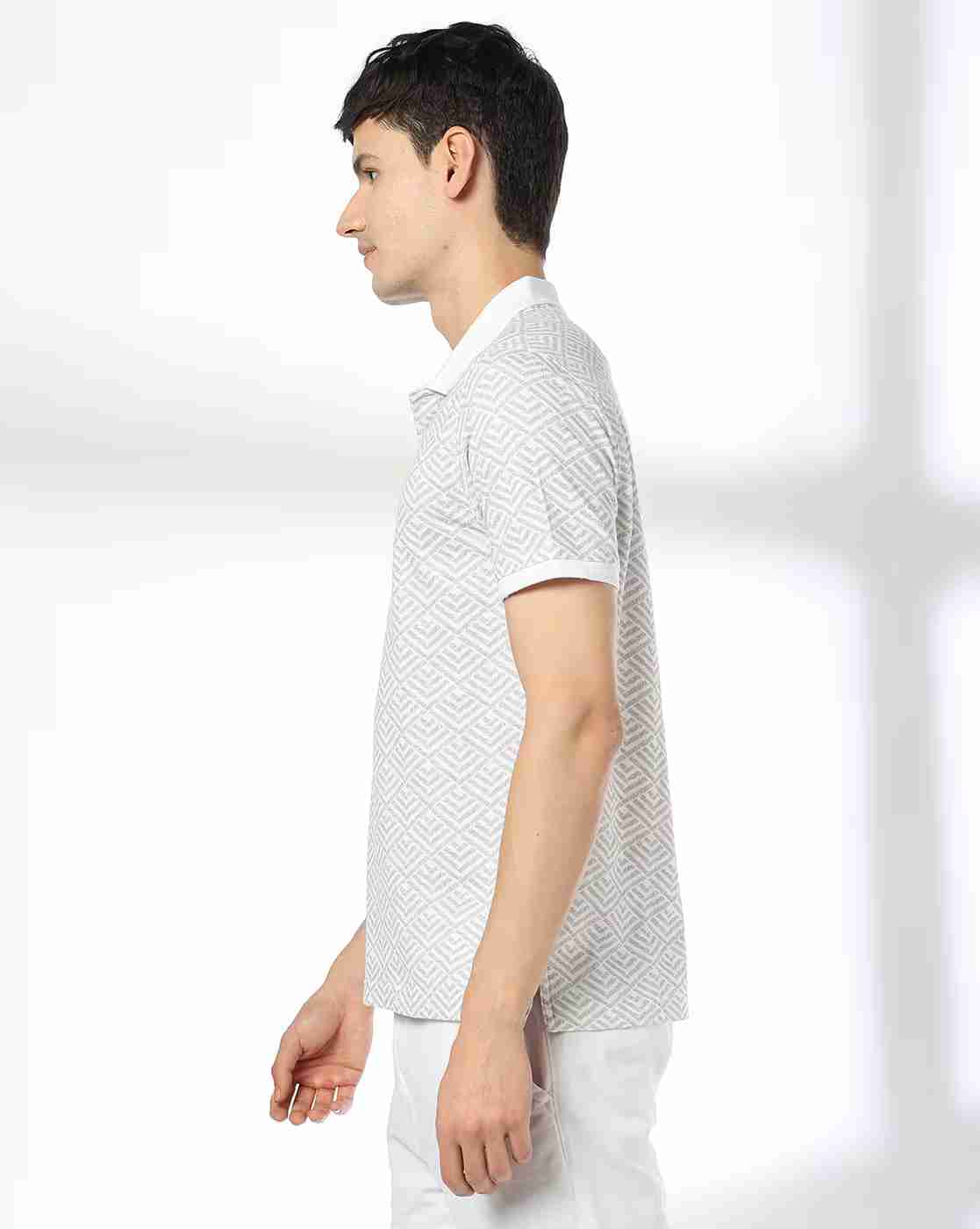 NETPLAY | Men Geometric Print Slim Fit Polo T-Shirt|2