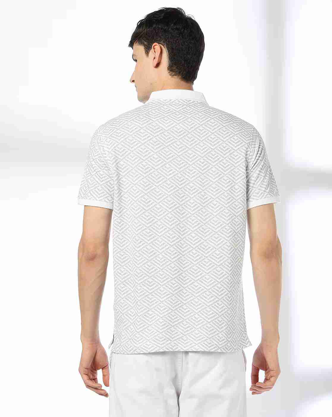 NETPLAY | Men Geometric Print Slim Fit Polo T-Shirt|3