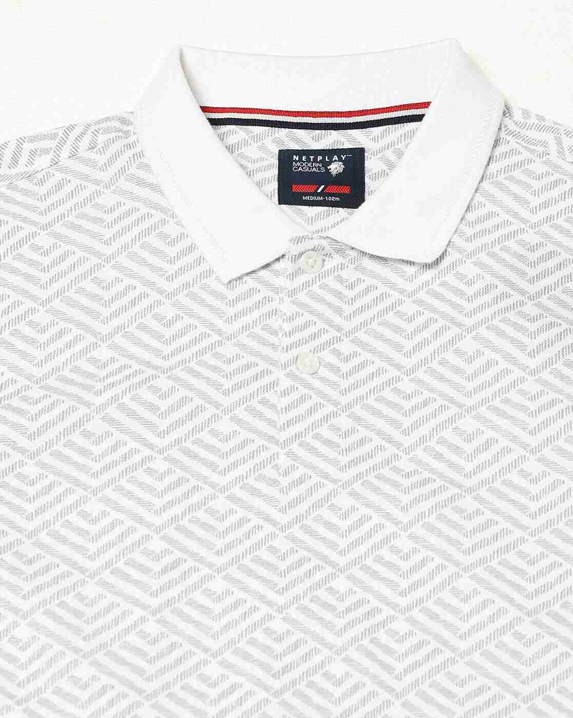 NETPLAY | Men Geometric Print Slim Fit Polo T-Shirt|5