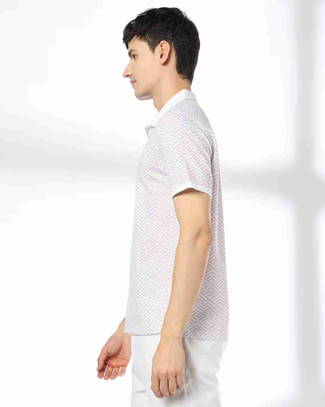 NETPLAY | Men Geometric Print Slim Fit Polo T-Shirt|2