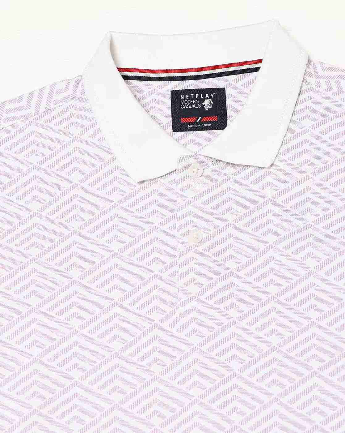 NETPLAY | Men Geometric Print Slim Fit Polo T-Shirt|5