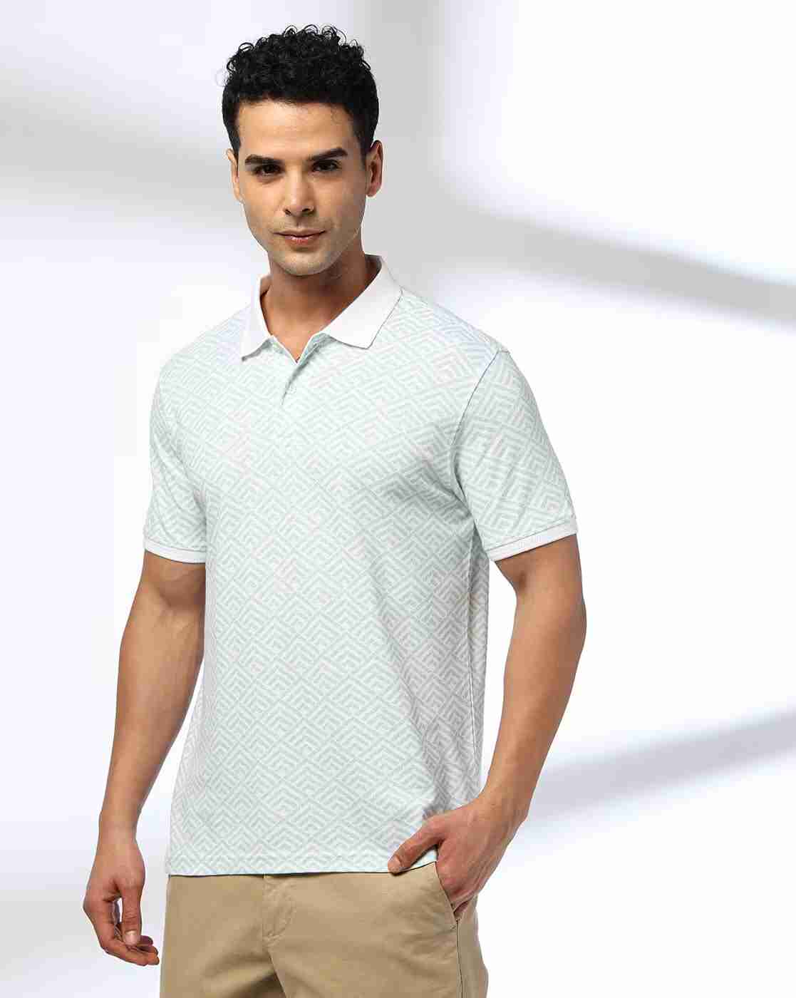 NETPLAY | Men Geometric Print Slim Fit Polo T-Shirt|0