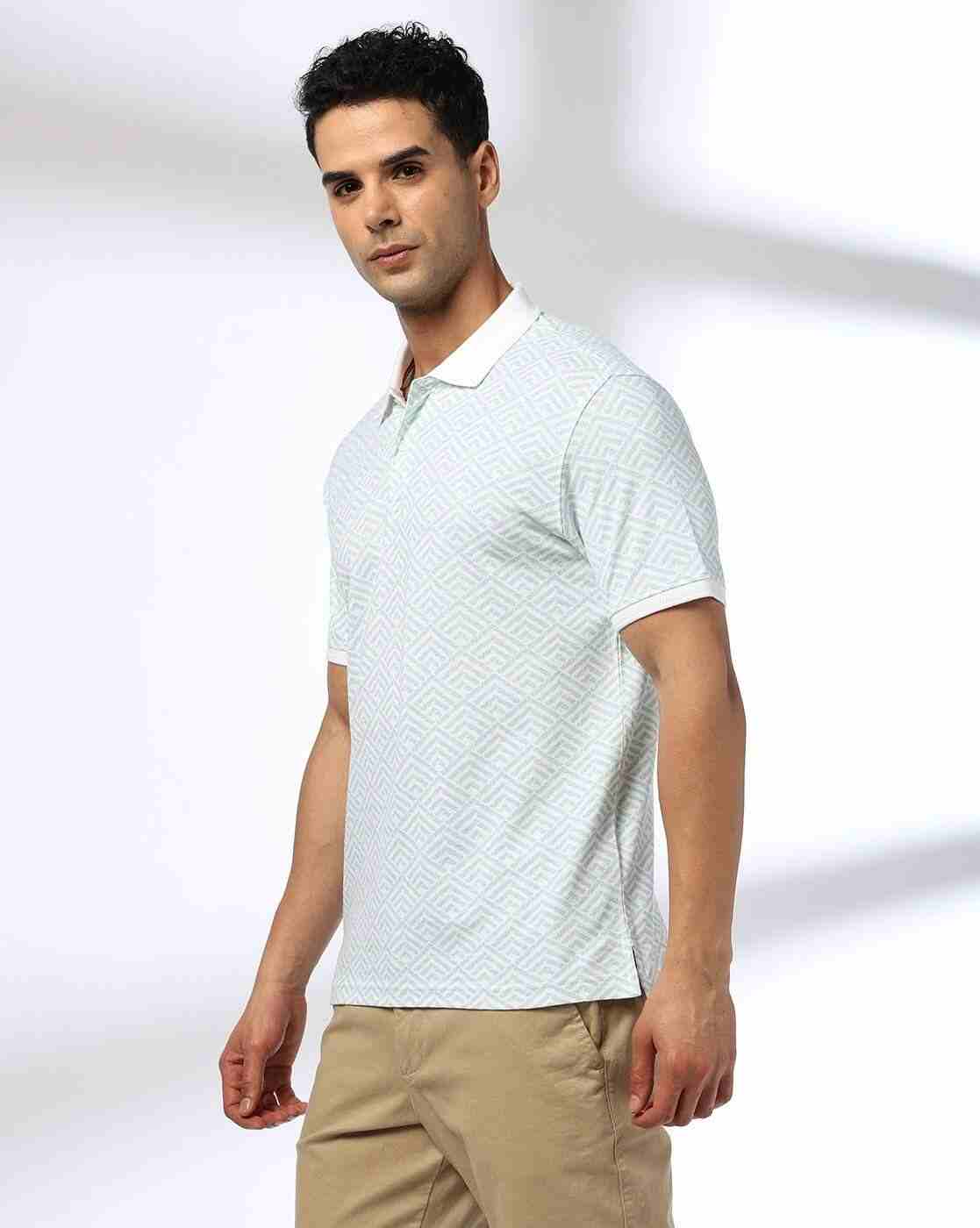 NETPLAY | Men Geometric Print Slim Fit Polo T-Shirt|1
