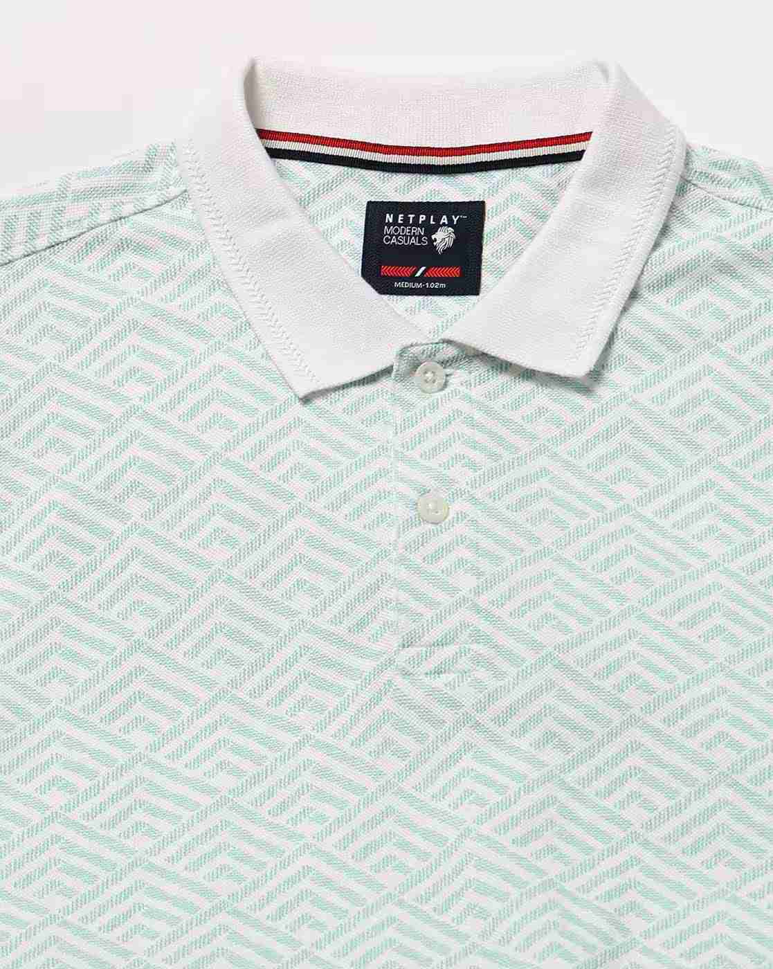 NETPLAY | Men Geometric Print Slim Fit Polo T-Shirt|4