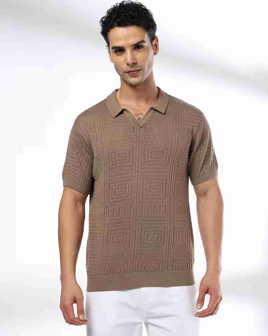 NETPLAY | Men Self-Structured Slim Fit Polo T-Shirt|3