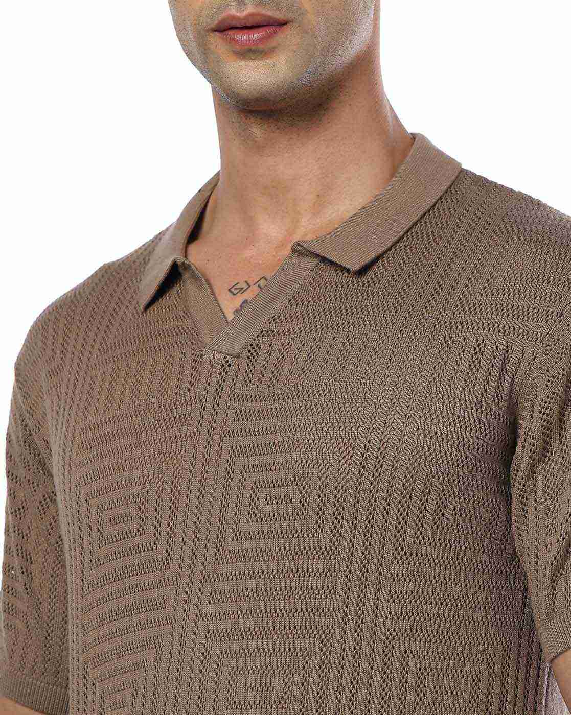 NETPLAY | Men Self-Structured Slim Fit Polo T-Shirt|4