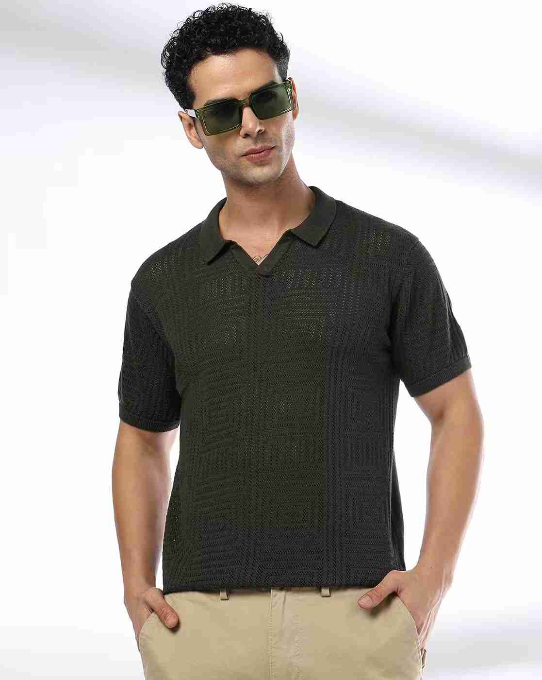 NETPLAY | Men Self-Structured Slim Fit Polo T-Shirt|0