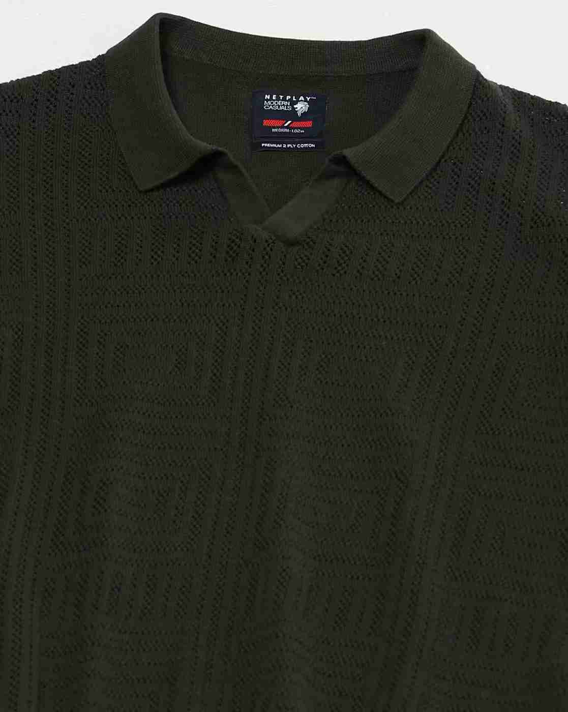 NETPLAY | Men Self-Structured Slim Fit Polo T-Shirt|4