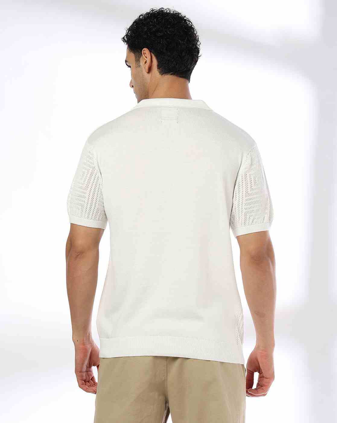 NETPLAY | Men Self-Structured Slim Fit Polo T-Shirt|2