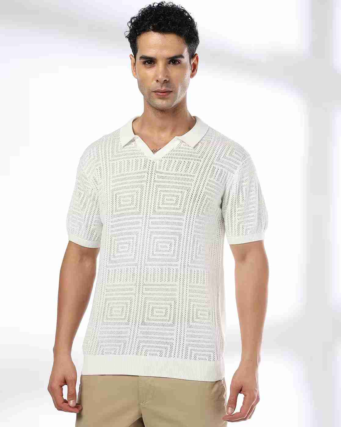 NETPLAY | Men Self-Structured Slim Fit Polo T-Shirt|3