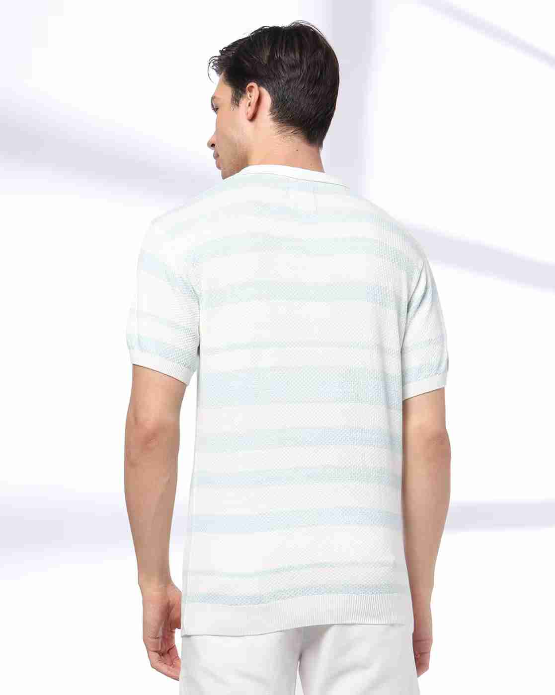 NETPLAY | Men Striped Flat-Knit Polo T-Shirt|2