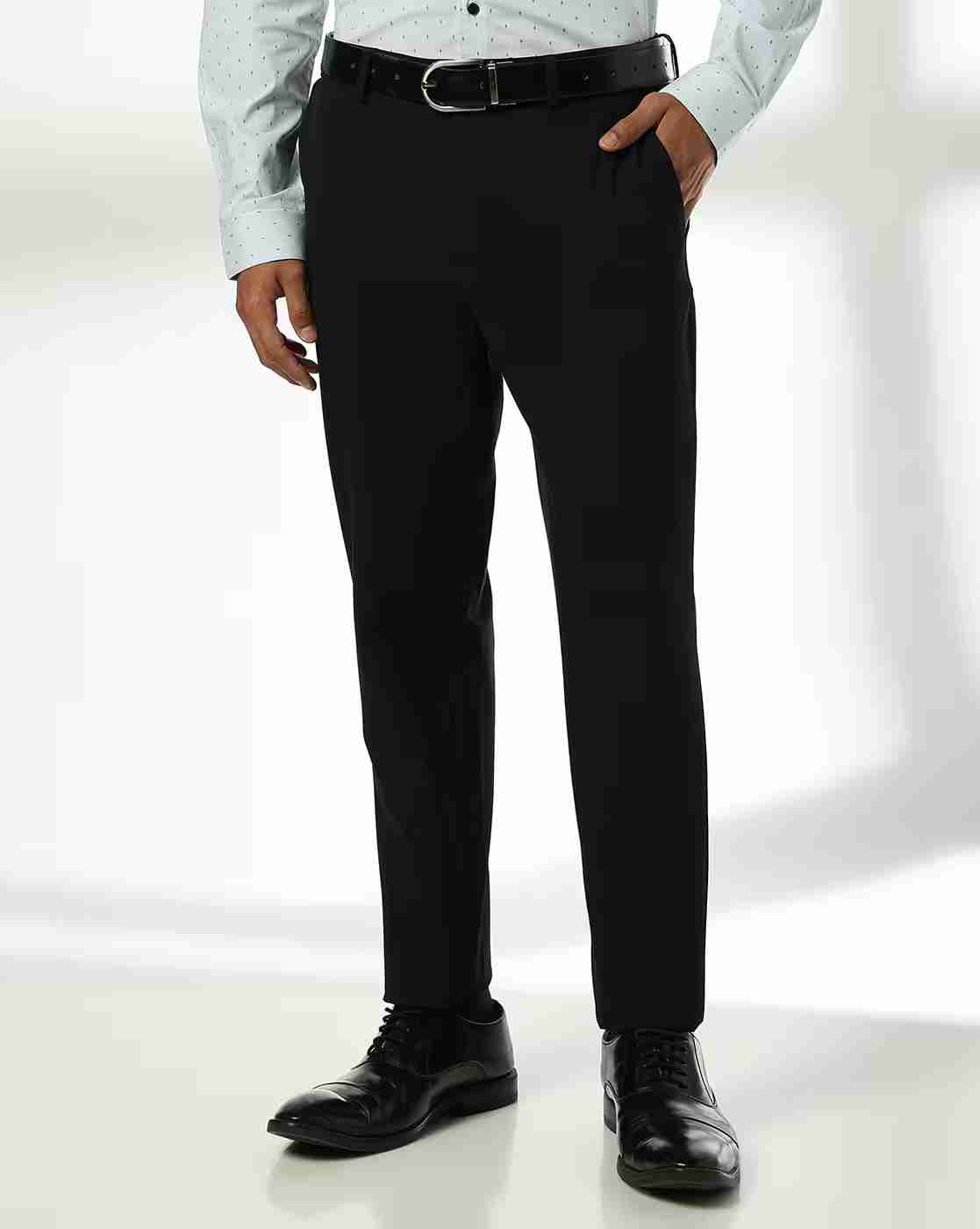 Men Mid-Rise Slim Fit Flat Front Trousers
