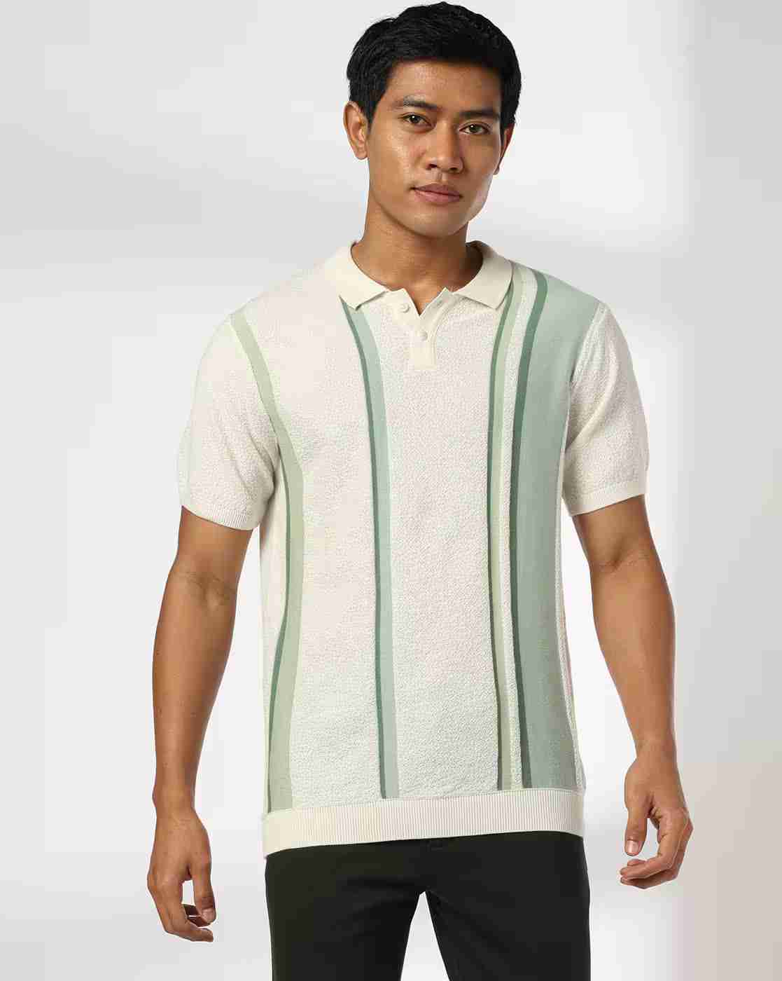 NETPLAY | Men Striped Slim Fit Polo T-Shirt|1