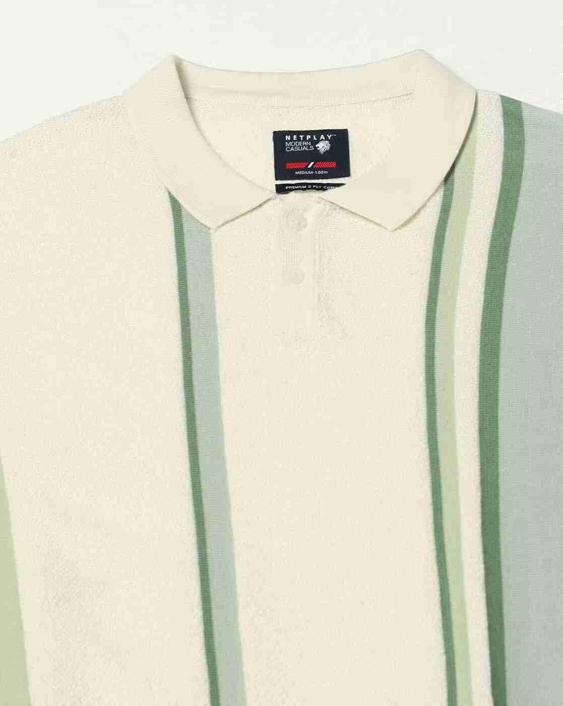 NETPLAY | Men Striped Slim Fit Polo T-Shirt|5