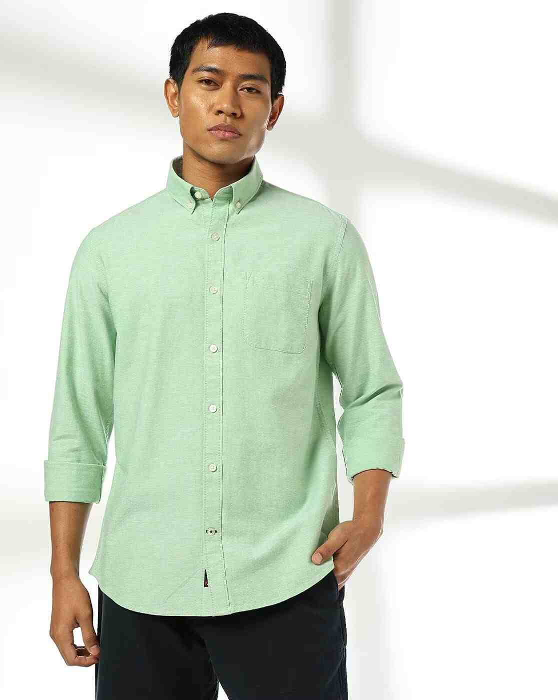 Men Core Oxford Slim Fit Cotton Shirt with Patch Pocket