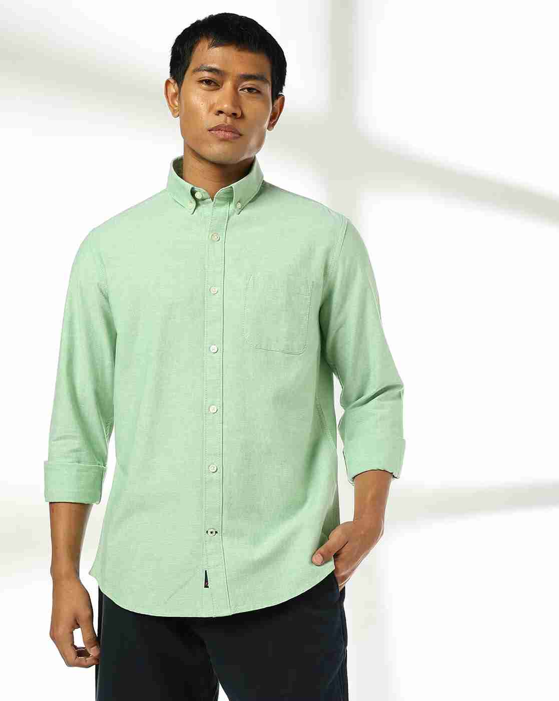Men Core Oxford Slim Fit Cotton Shirt with Patch Pocket