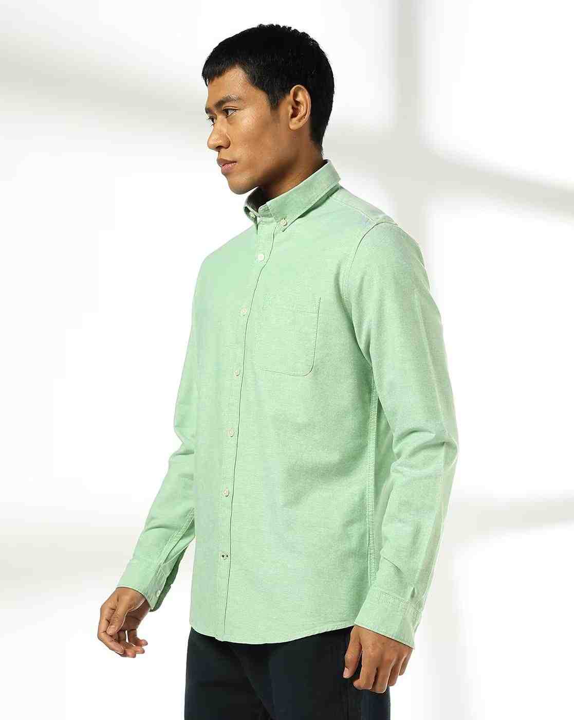 NETPLAY | Men Core Oxford Slim Fit Cotton Shirt with Patch Pocket