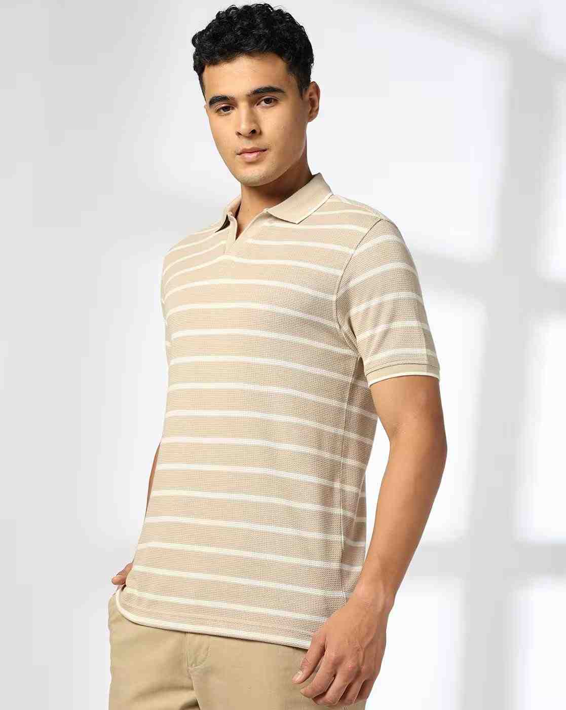 NETPLAY | Men Striped Slim Fit Polo T-Shirt|0