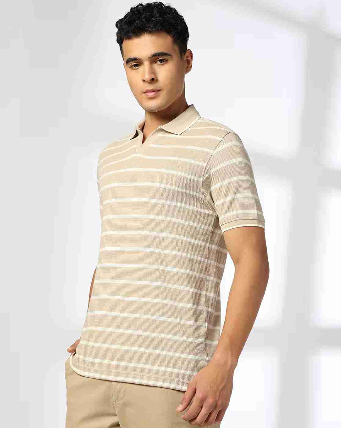 Men Striped Slim Fit Polo T-Shirt