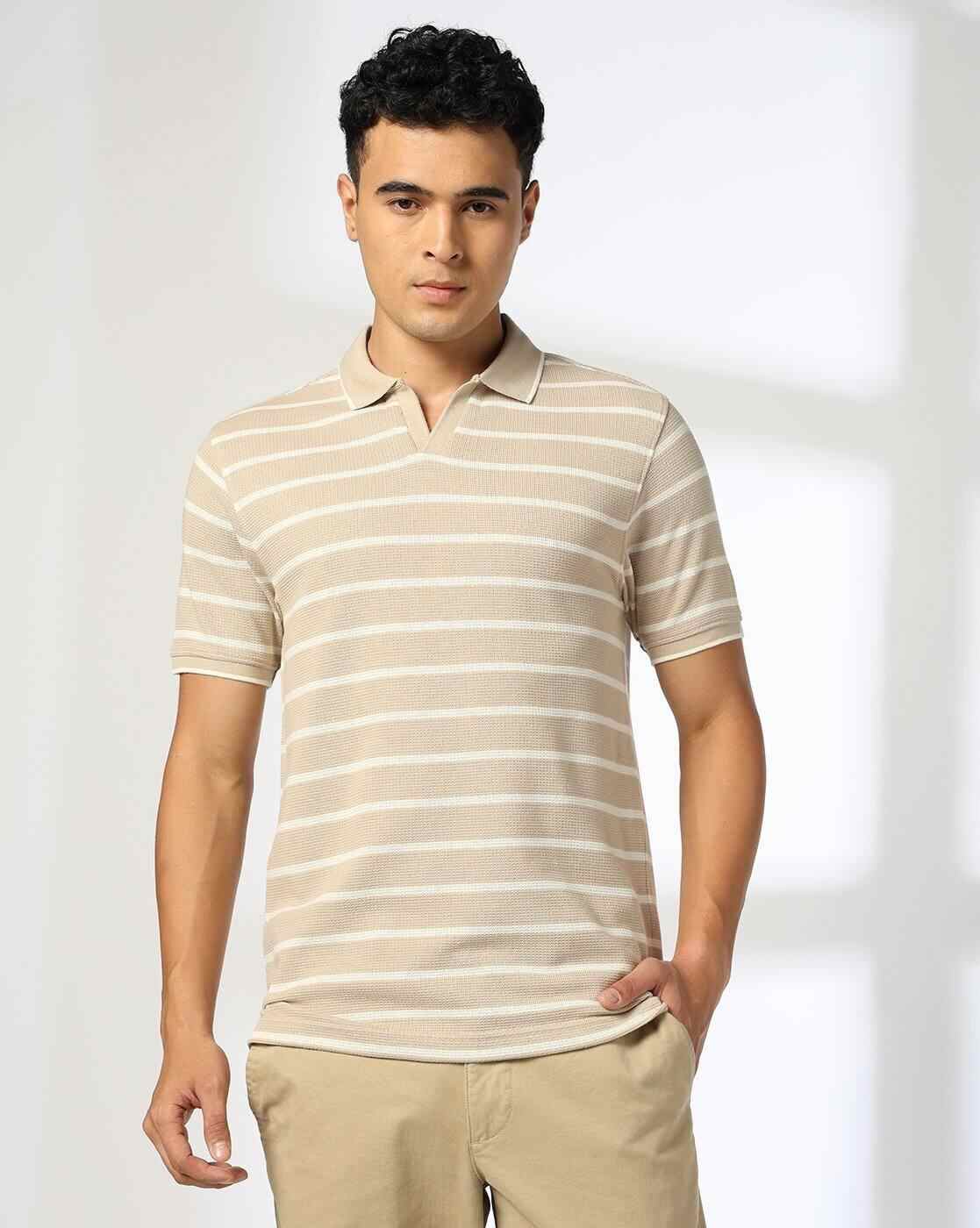 NETPLAY | Men Striped Slim Fit Polo T-Shirt|1