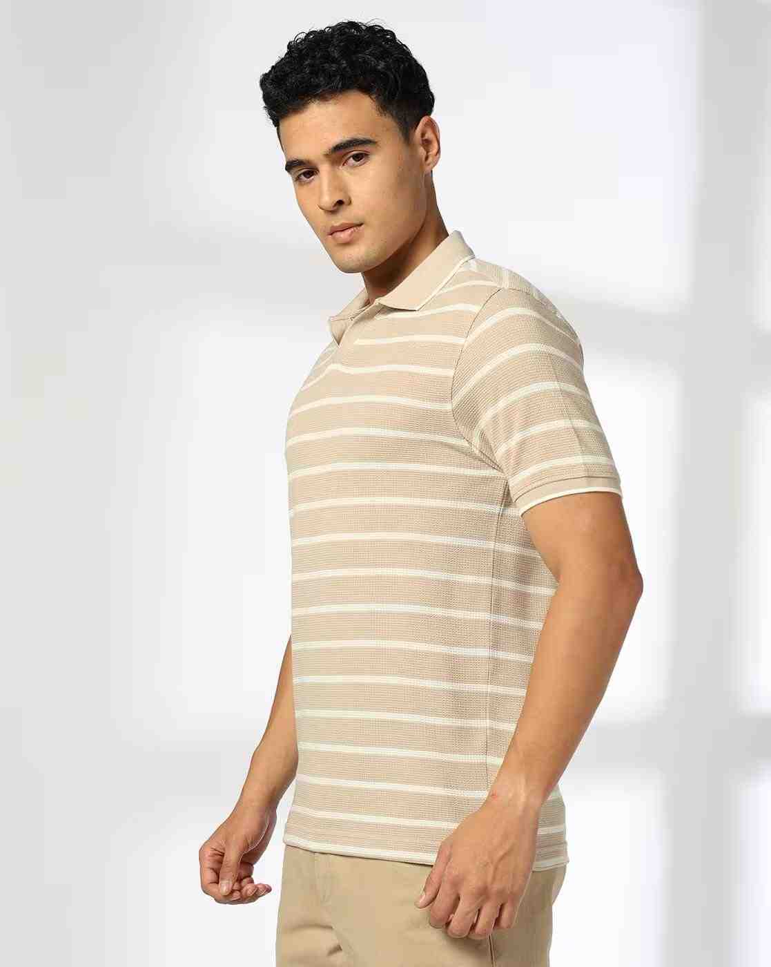 NETPLAY | Men Striped Slim Fit Polo T-Shirt|2