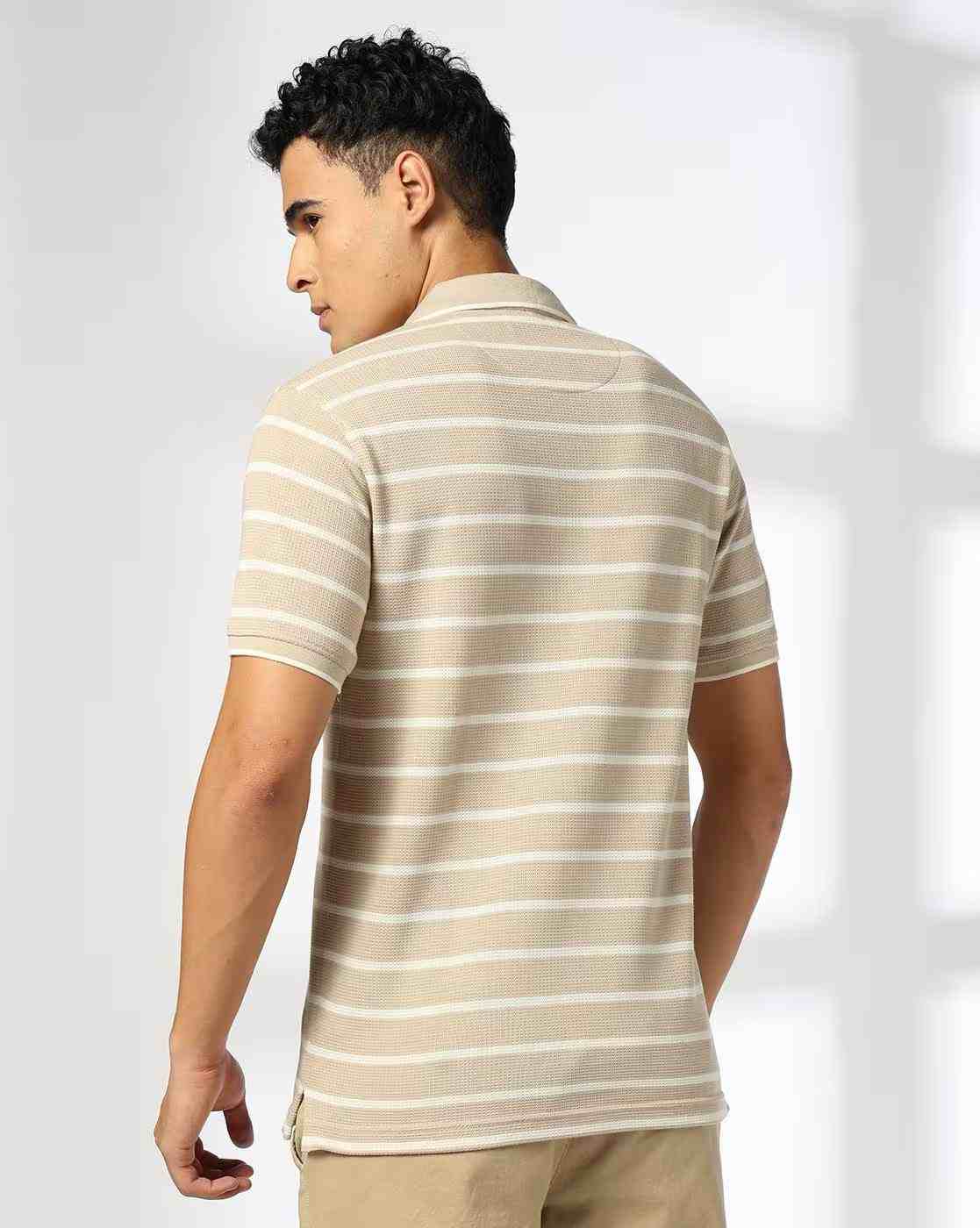 NETPLAY | Men Striped Slim Fit Polo T-Shirt|3