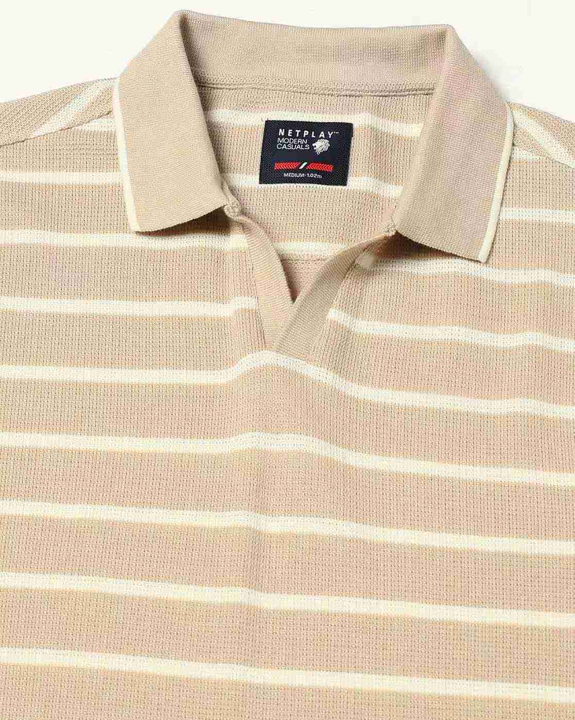 NETPLAY | Men Striped Slim Fit Polo T-Shirt|5