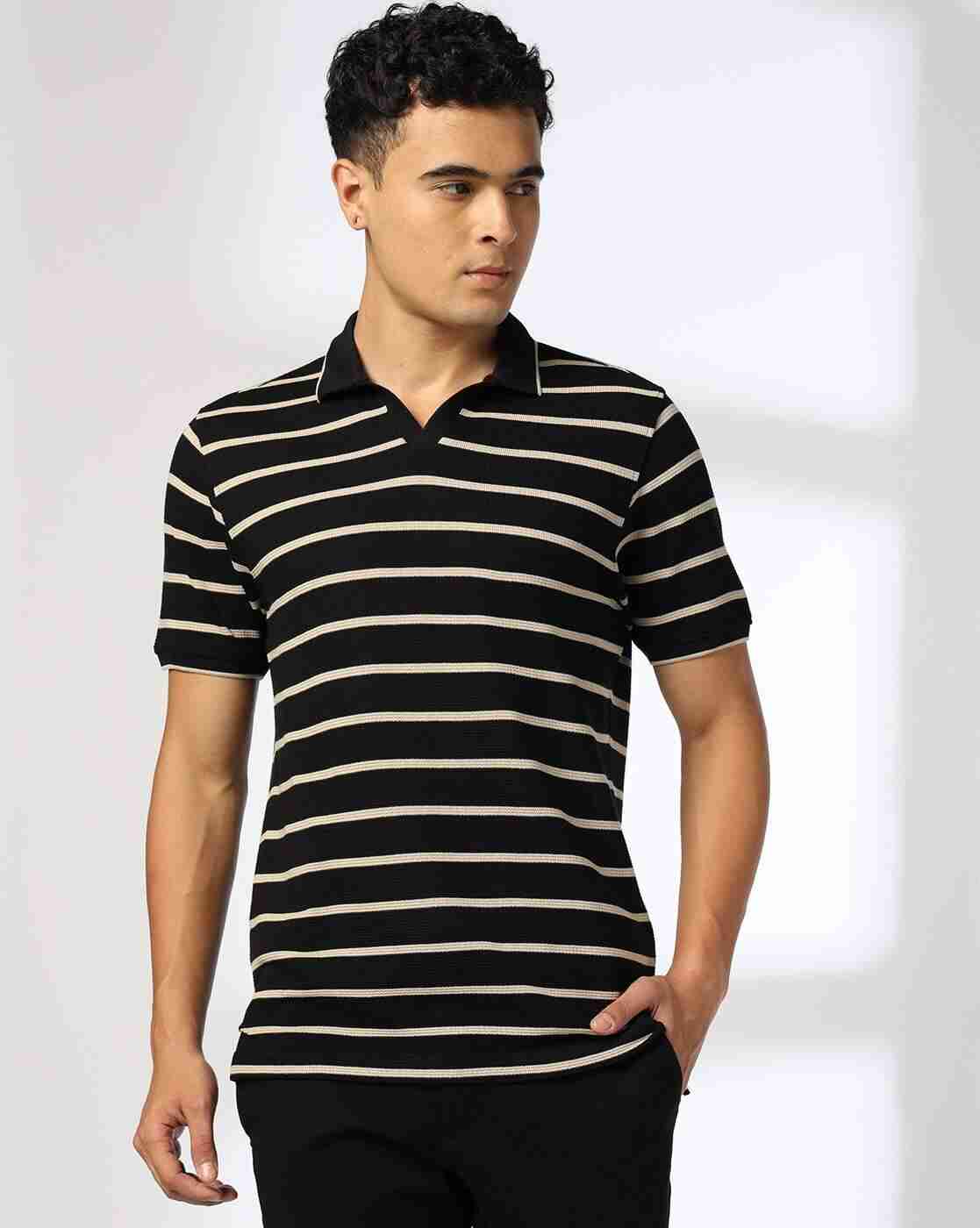 NETPLAY | Men Striped Slim Fit Polo T-Shirt|1