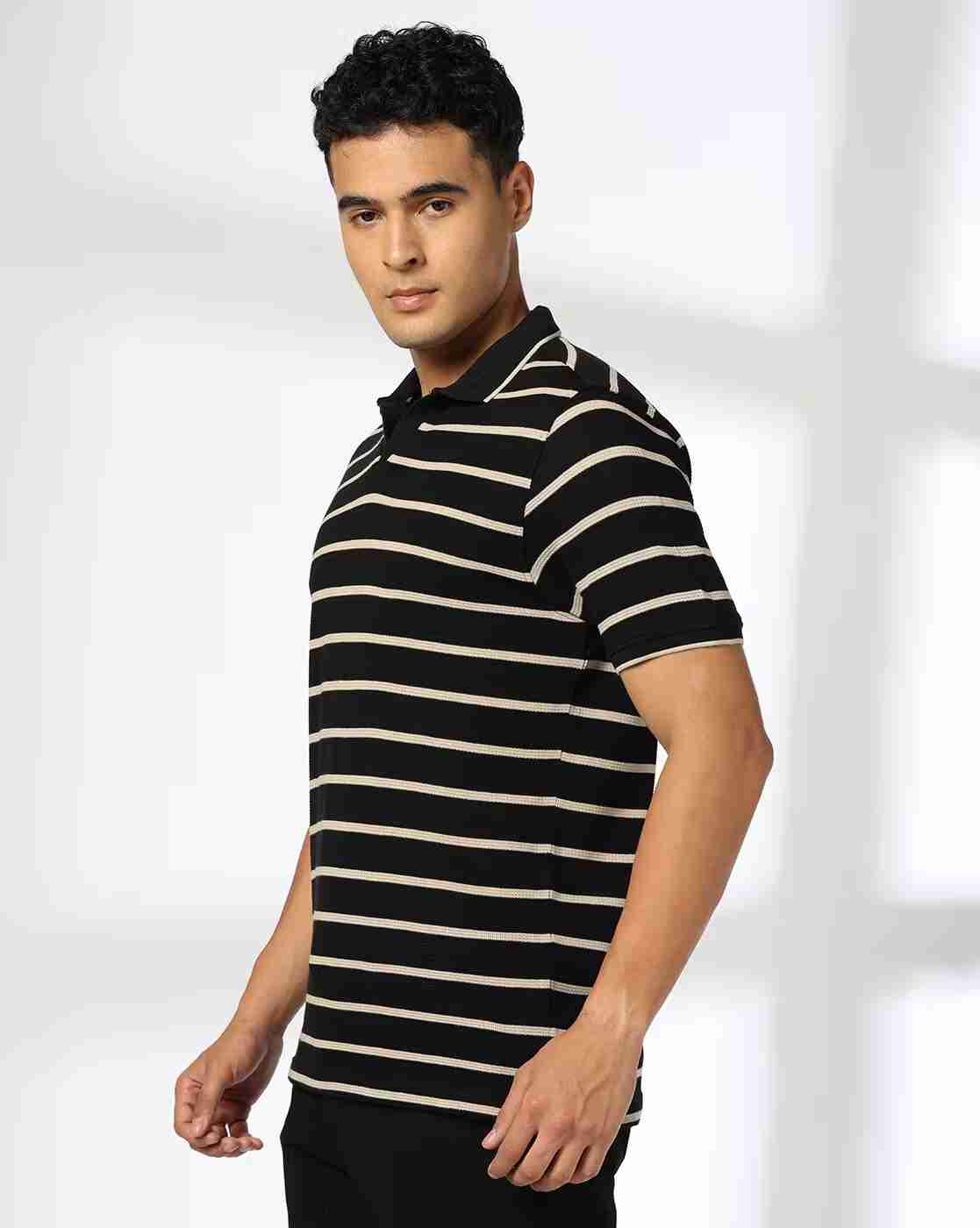 NETPLAY | Men Striped Slim Fit Polo T-Shirt|2