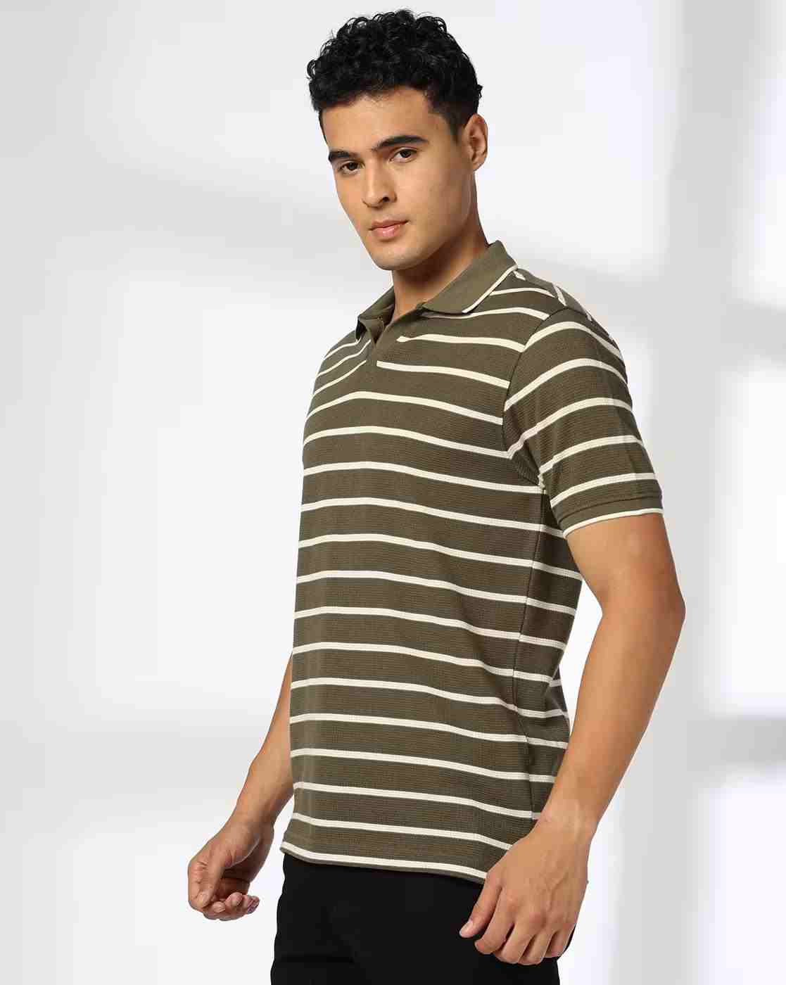 NETPLAY | Men Striped Slim Fit Polo T-Shirt|2
