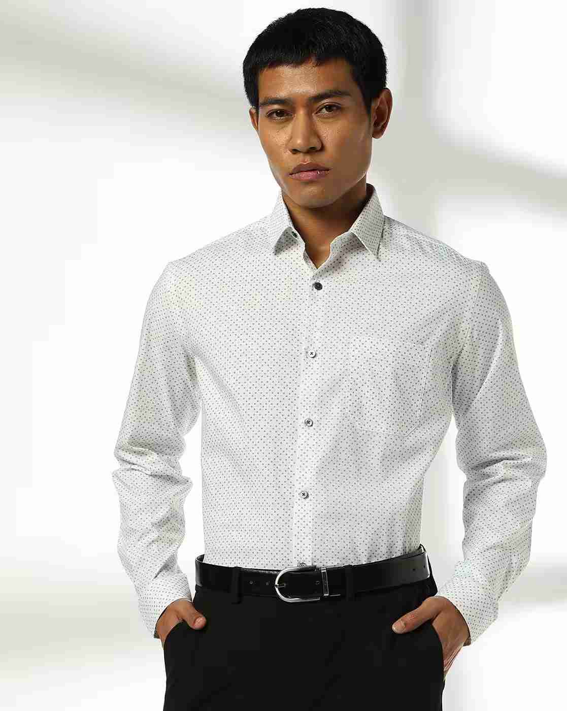 NETPLAY | Men Polka-Dot Print Slim Fit Shirt with Patch Pocket|0
