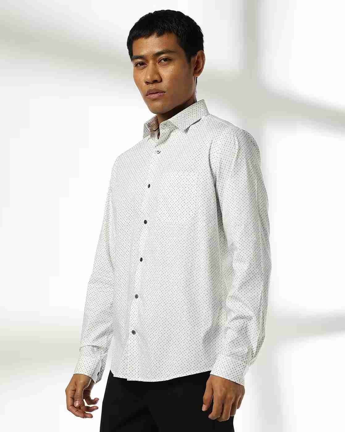 NETPLAY | Men Polka-Dot Print Slim Fit Shirt with Patch Pocket|1