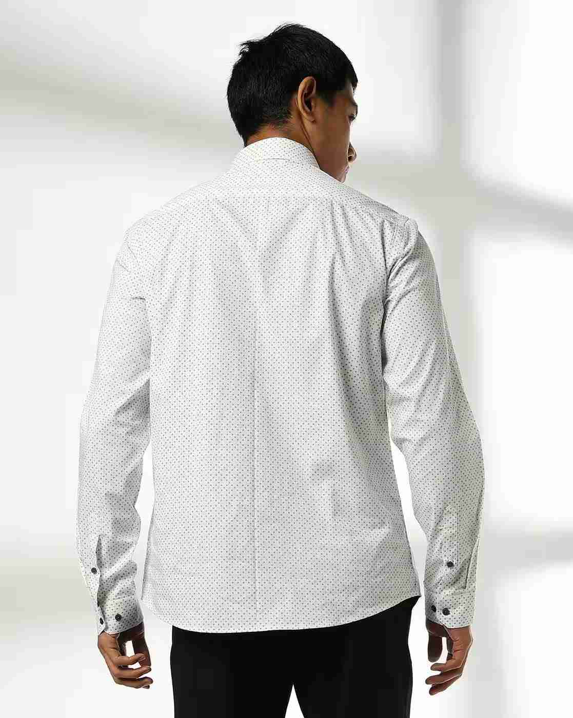 NETPLAY | Men Polka-Dot Print Slim Fit Shirt with Patch Pocket|2