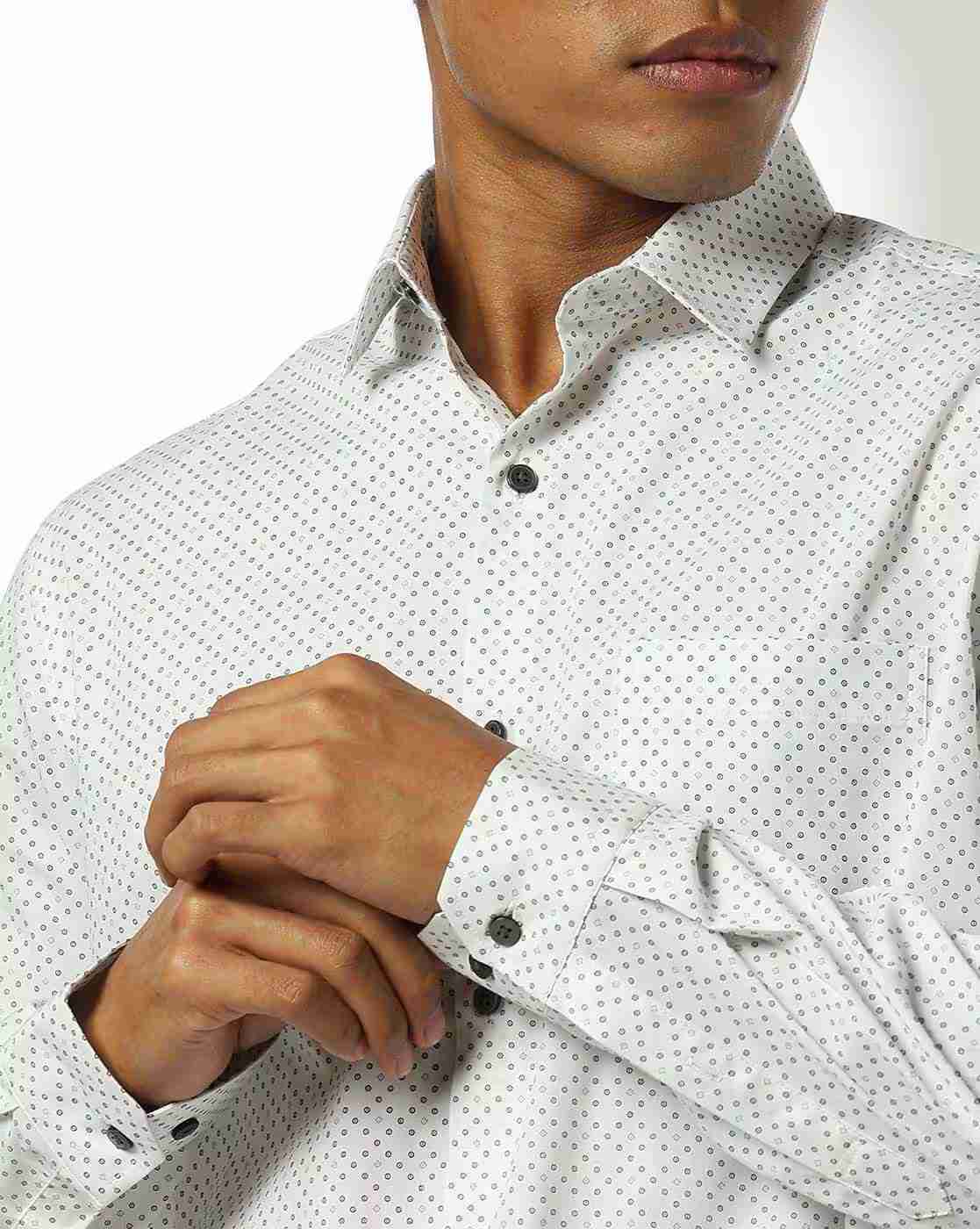 NETPLAY | Men Polka-Dot Print Slim Fit Shirt with Patch Pocket|4