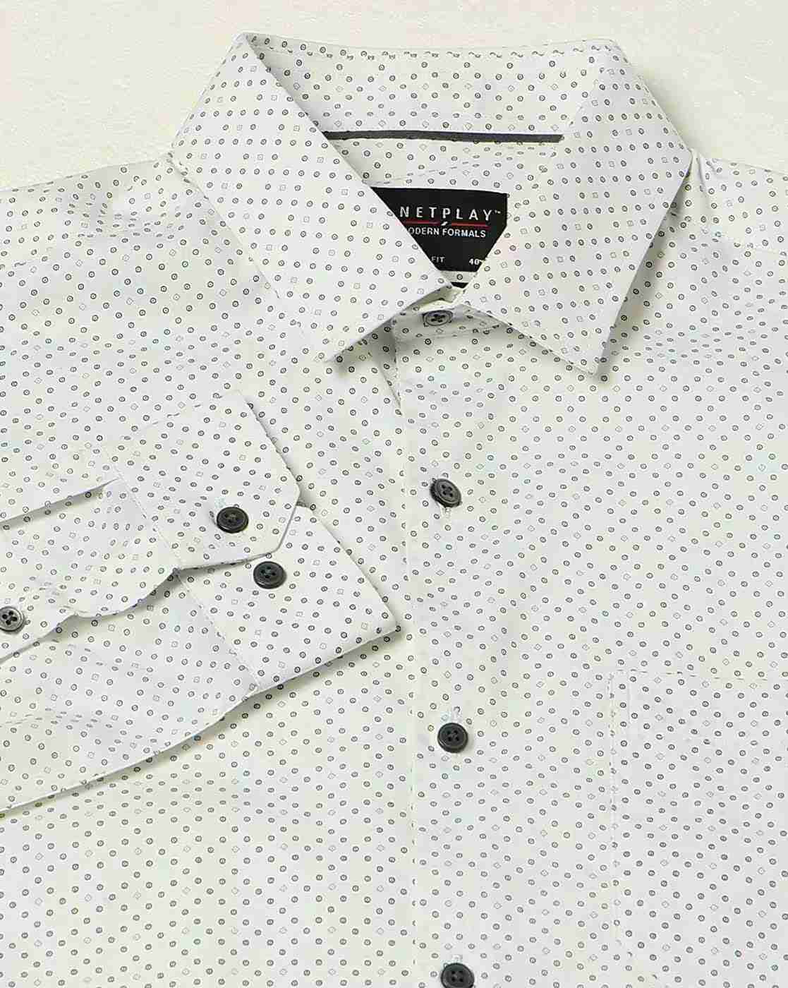 NETPLAY | Men Polka-Dot Print Slim Fit Shirt with Patch Pocket|5
