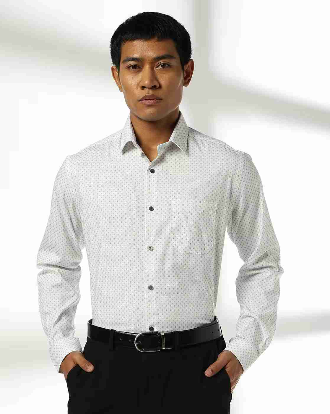 NETPLAY | Men Geometric Print Slim Fit Shirt with Patch Pocket|0