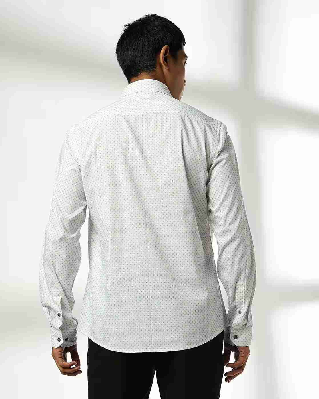 NETPLAY | Men Geometric Print Slim Fit Shirt with Patch Pocket|2