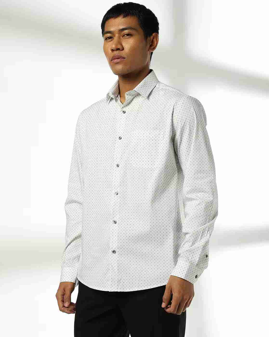 NETPLAY | Men Geometric Print Slim Fit Shirt with Patch Pocket|3
