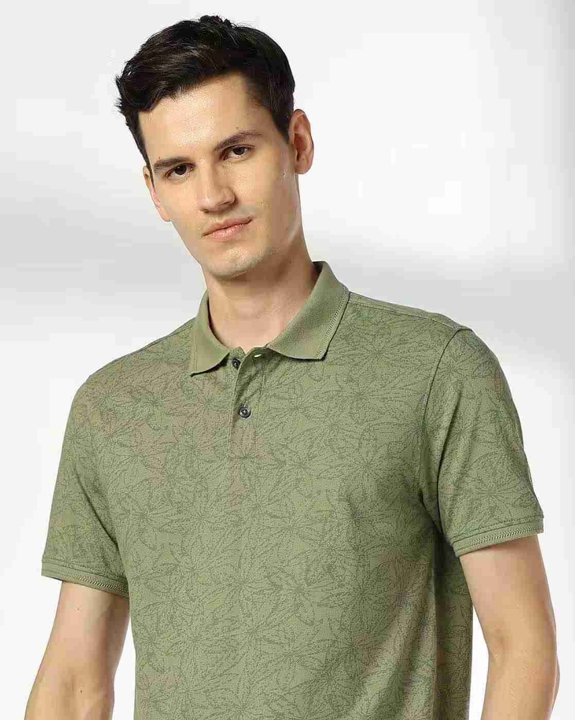 Men Floral Print Slim Fit Polo T-Shirt