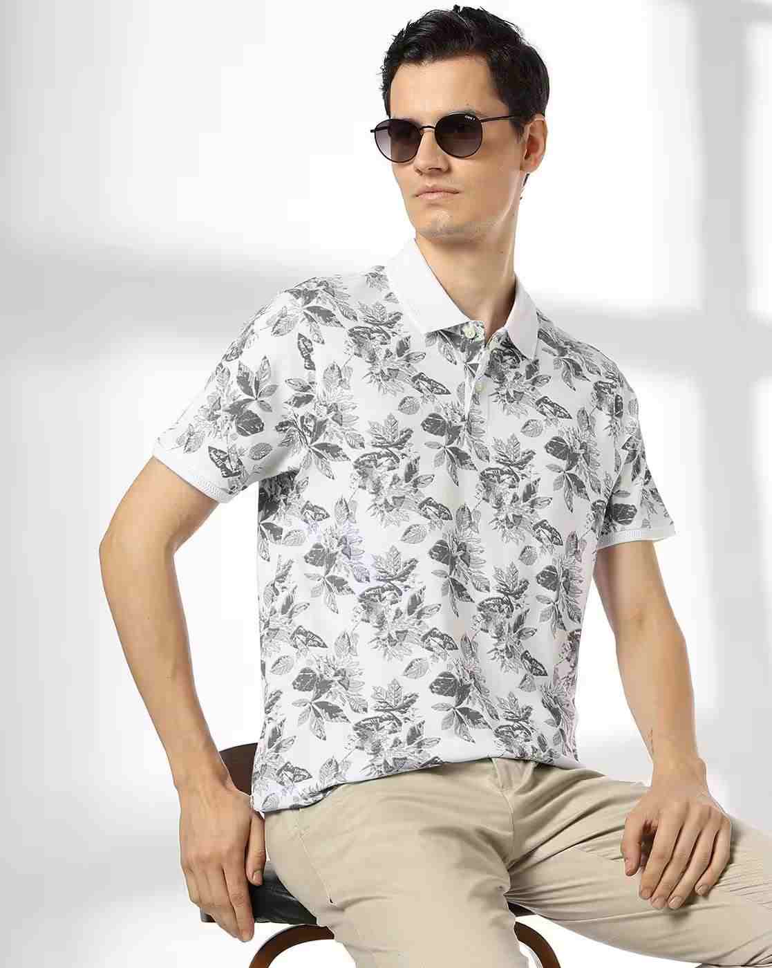 NETPLAY | Men Leaf Print Slim Fit Polo T-Shirt|0