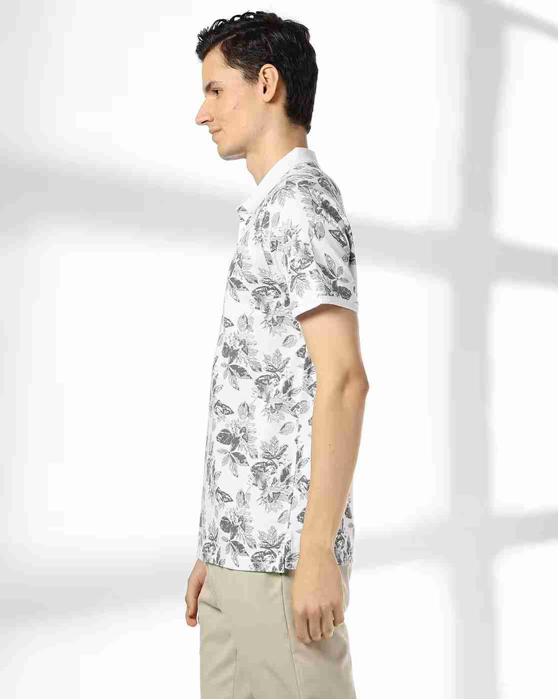 NETPLAY | Men Leaf Print Slim Fit Polo T-Shirt|1