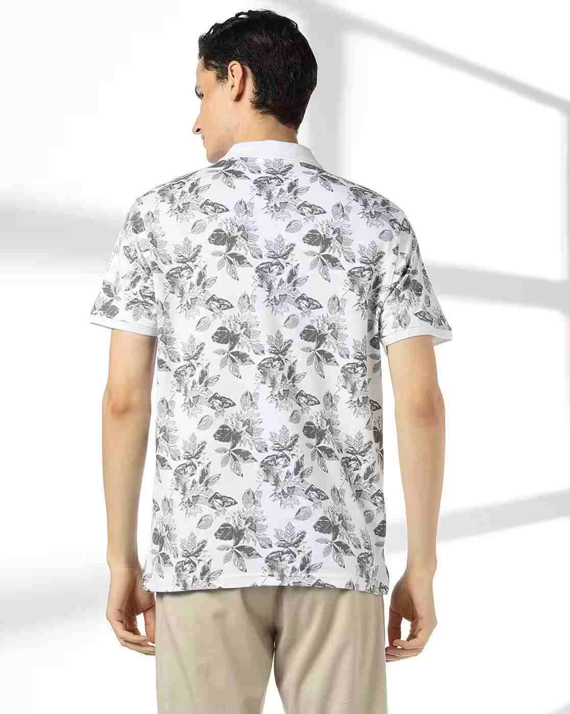NETPLAY | Men Leaf Print Slim Fit Polo T-Shirt|2