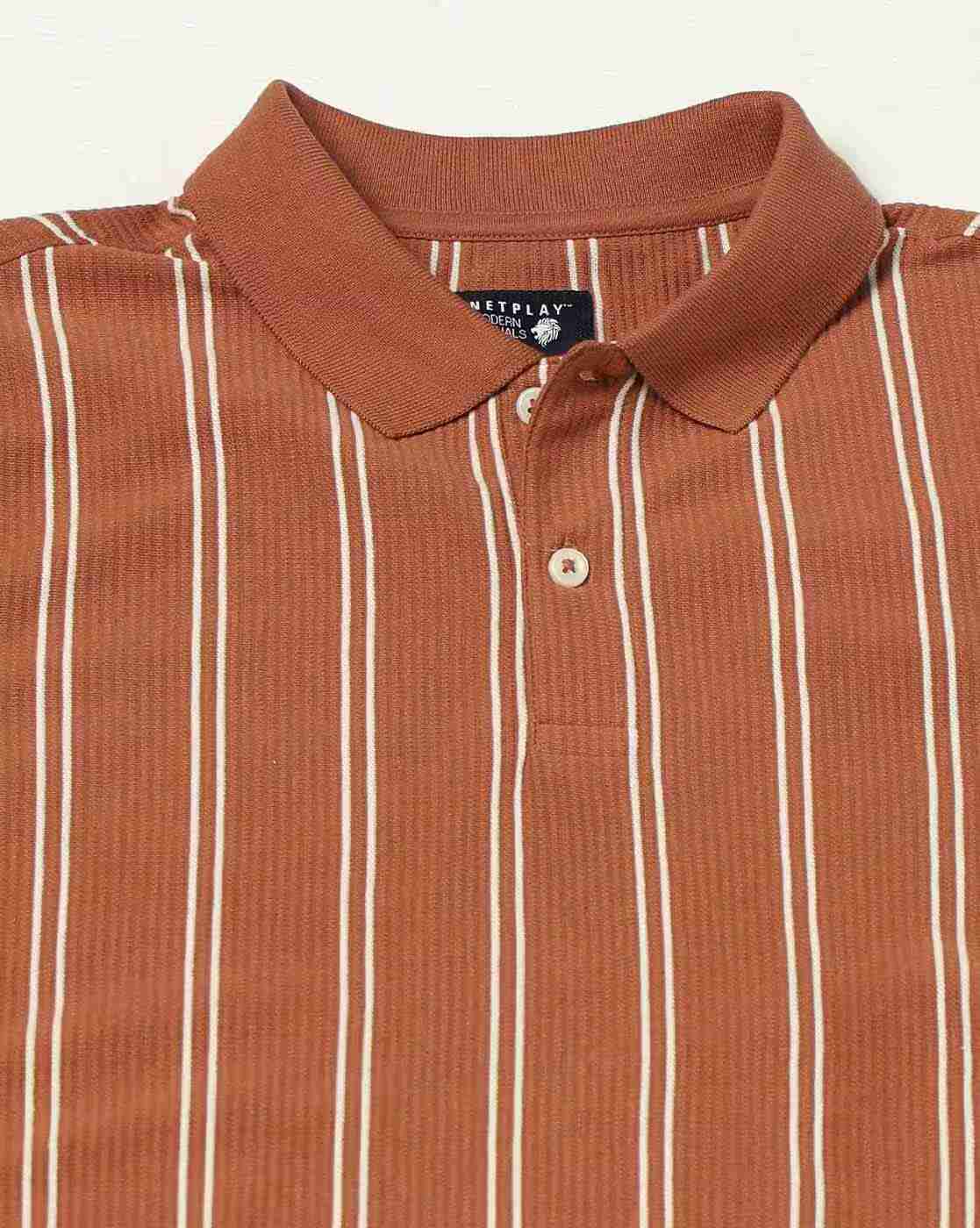 NETPLAY | Men Striped Slim Fit Polo T-Shirt|5
