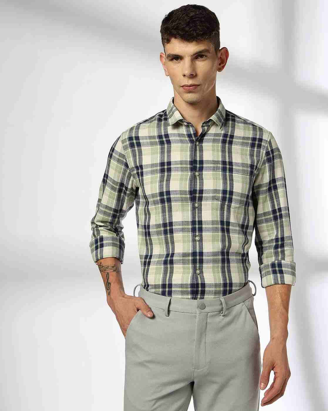 NETPLAY | Men Checked Slim Fit Shirt with Patch Pocket|0