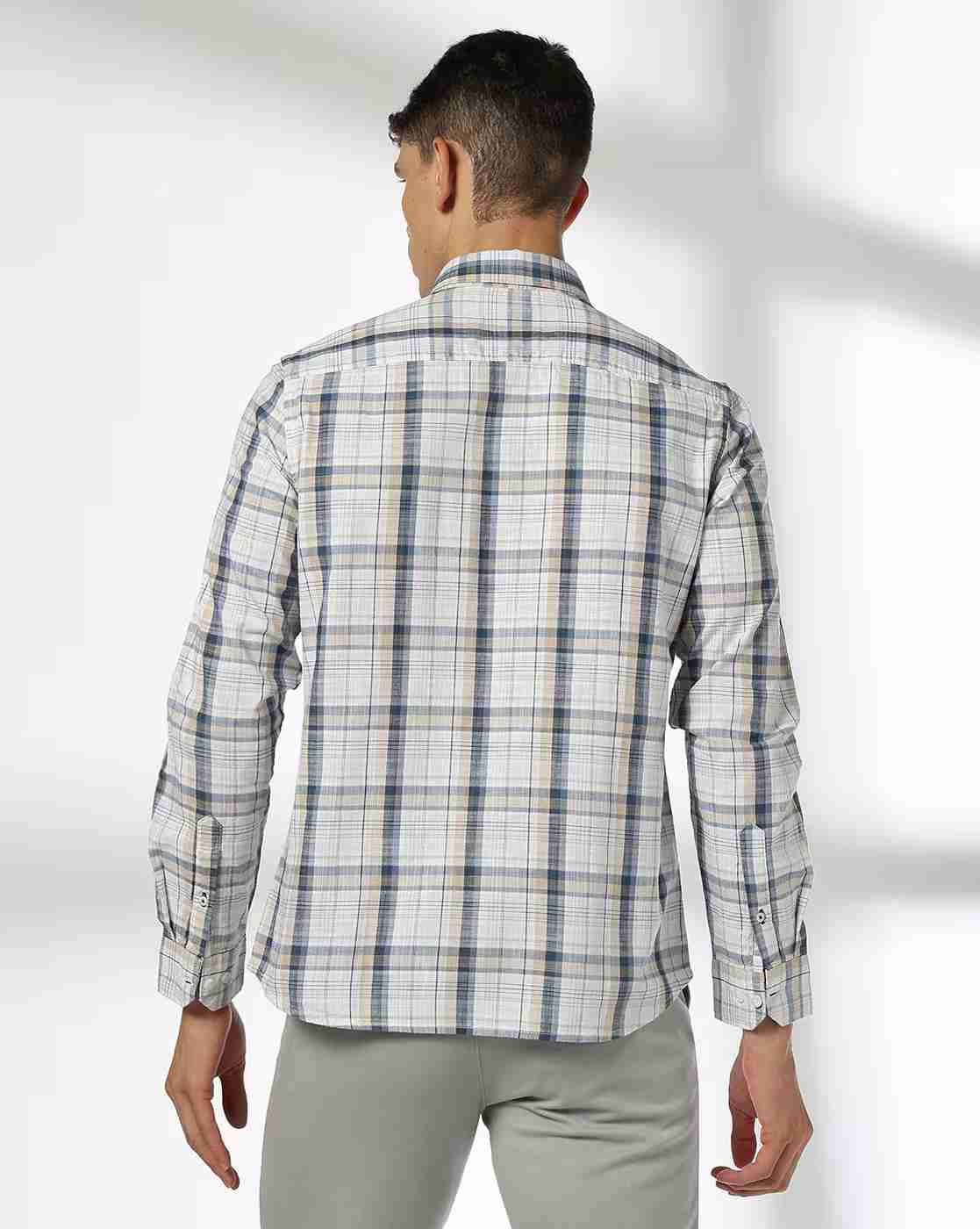 NETPLAY | Men Checked Slim Fit Shirt with Patch Pocket|2