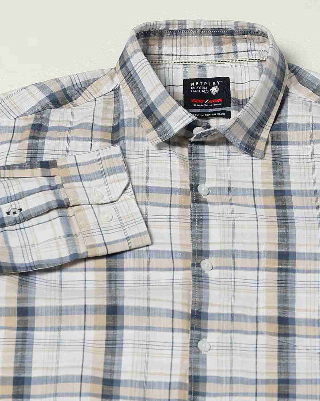 NETPLAY | Men Checked Slim Fit Shirt with Patch Pocket|6