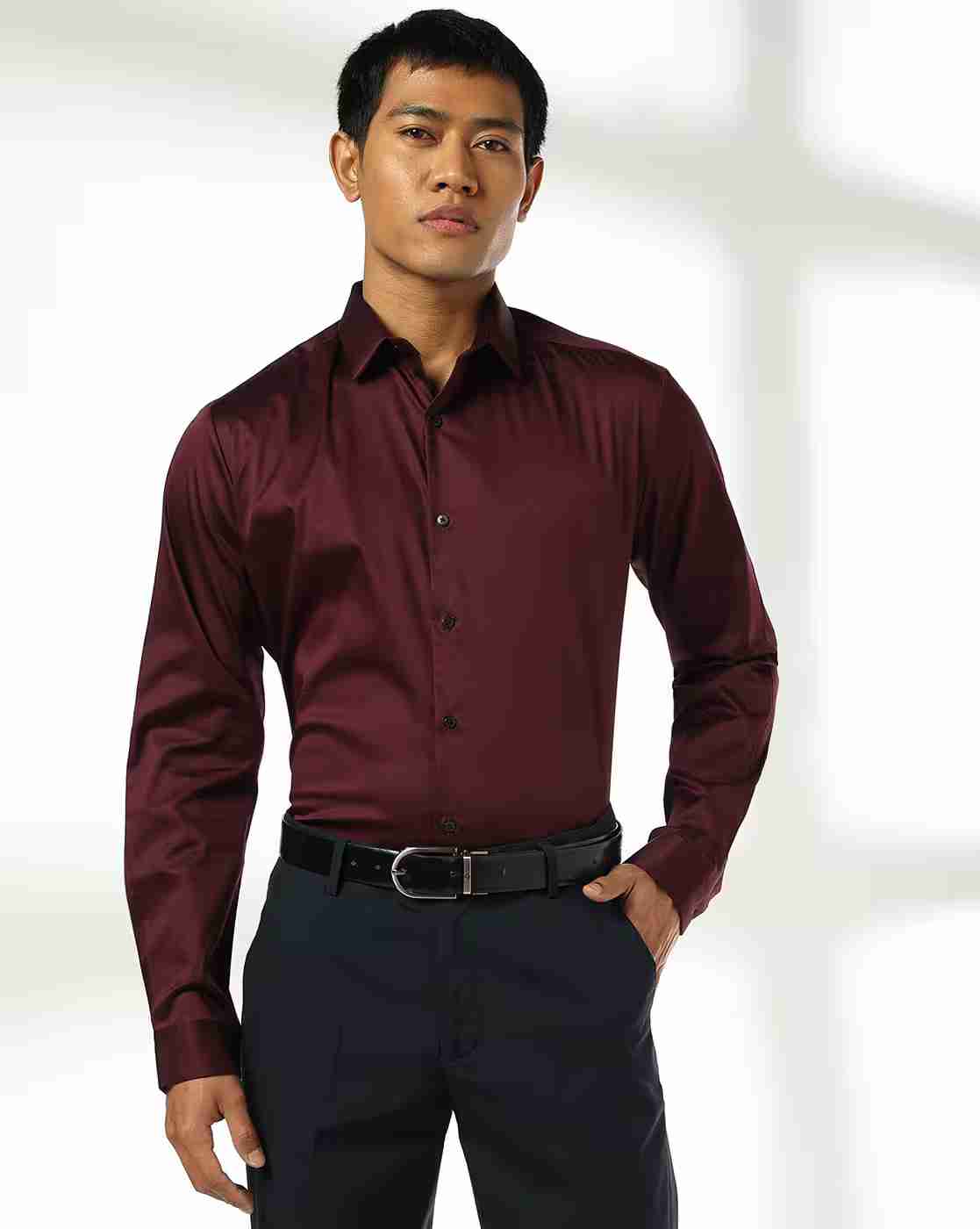 NETPLAY | Men Slim Fit Shirt with Spread Collar|0