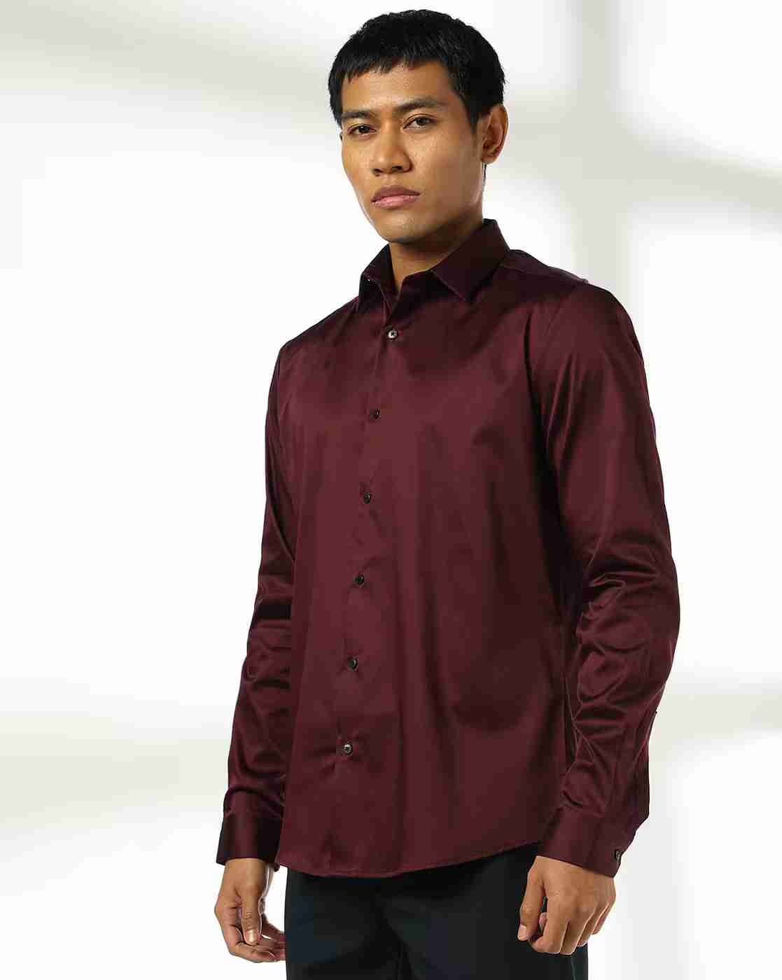 NETPLAY | Men Slim Fit Shirt with Spread Collar|1