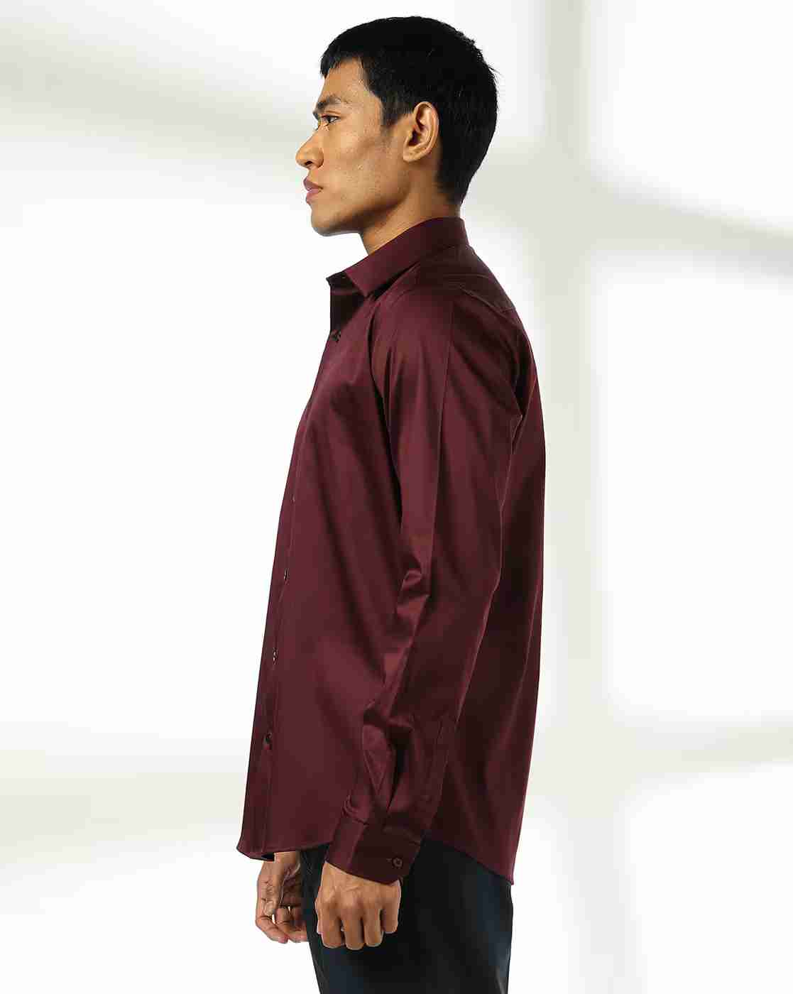 NETPLAY | Men Slim Fit Shirt with Spread Collar|2