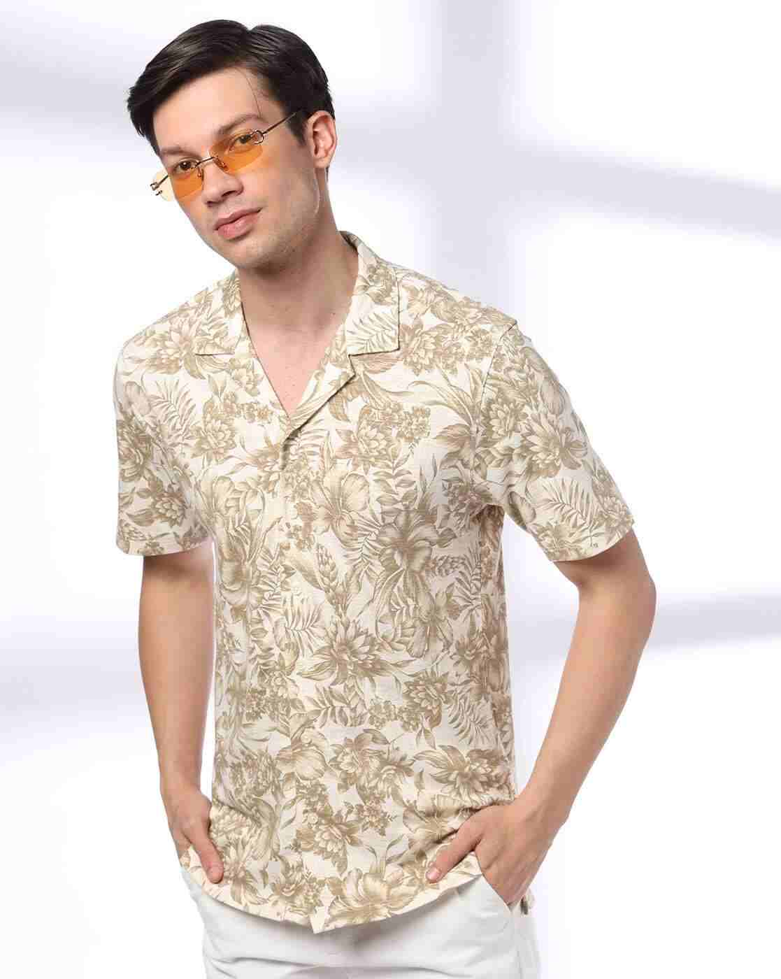 NETPLAY | Men Floral Print Slim Fit Cotton Shirt|0